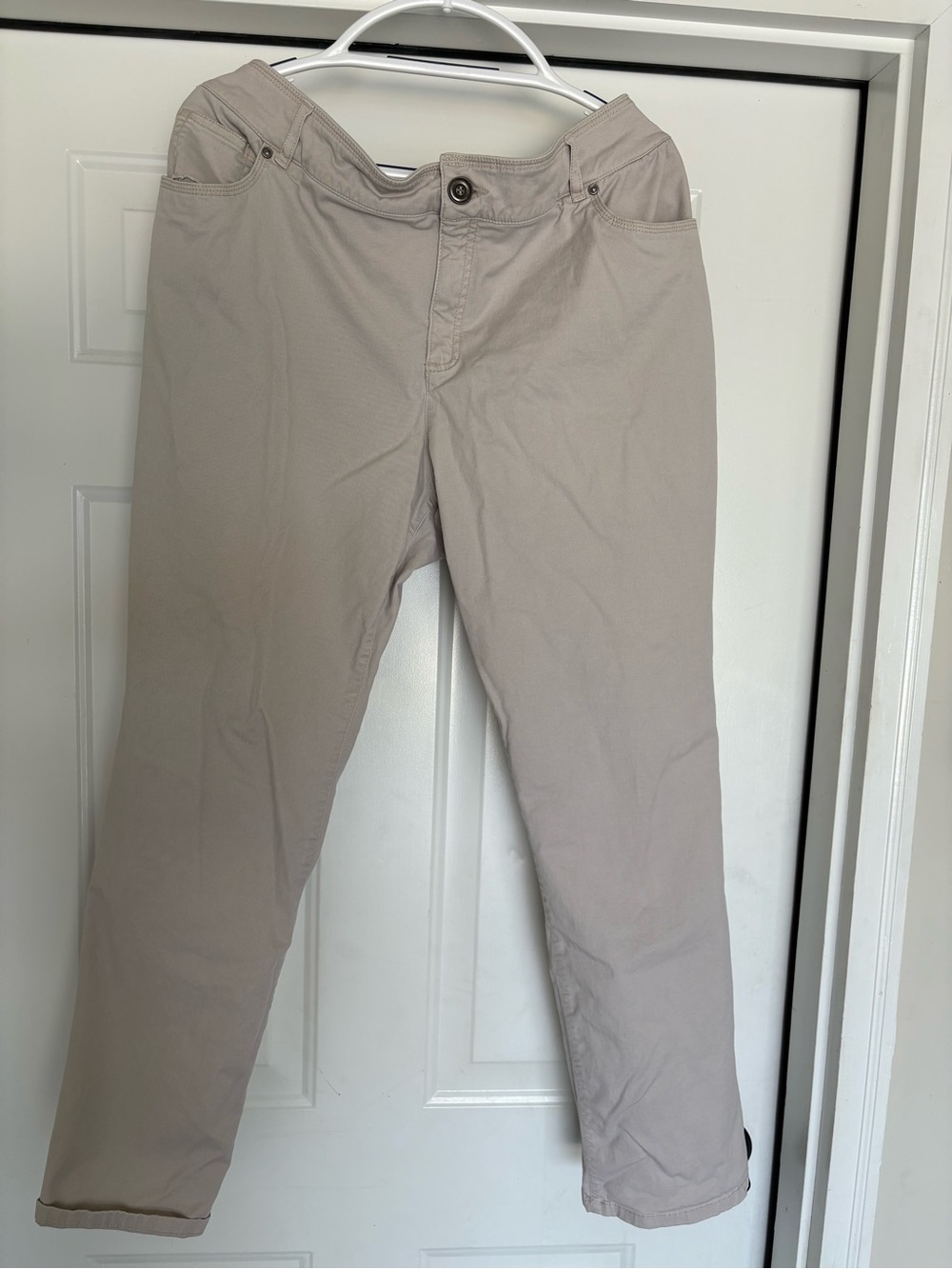 CJ Banks Slim Fit Chinos in Light Taupe